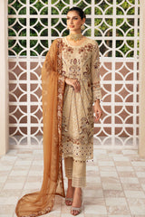 3Pc Suit Embroidered Chiffon Unstitched  Chevron By Ramsha