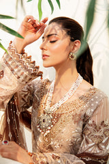 3Pc Suit Embroidered Organza Unstitched Minahil By Ramsha