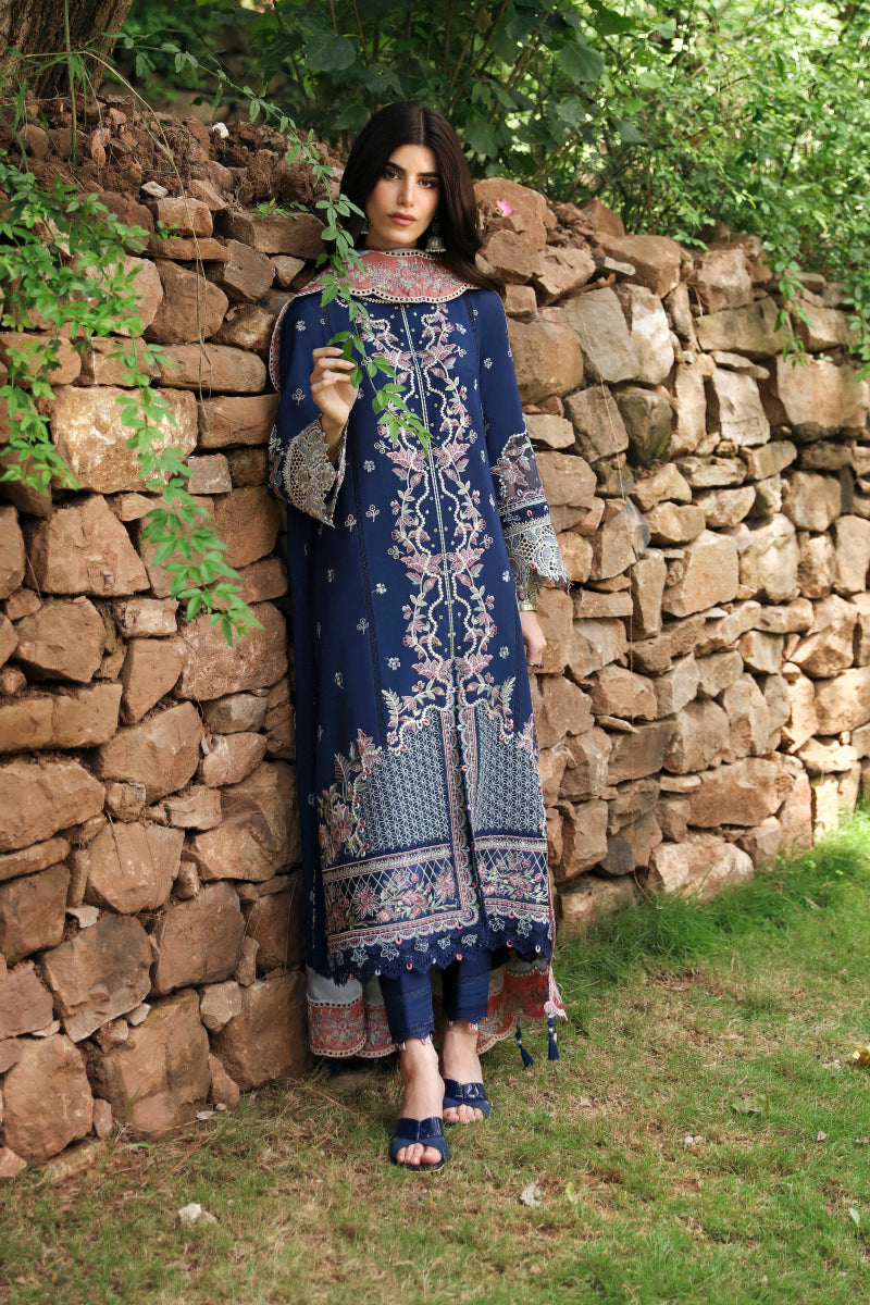 LM-06 CADHLA | 3Pc Unstitched Suit Winter Embroidered Qlinekari By Qalamkar