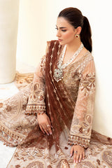 3Pc Suit Embroidered Organza Unstitched Minahil By Ramsha