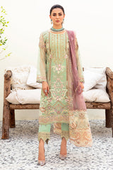 3Pc Suit Embroidered Organza Unstitched Minahil By Ramsha