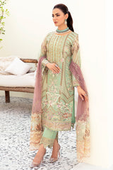 3Pc Suit Embroidered Organza Unstitched Minahil By Ramsha