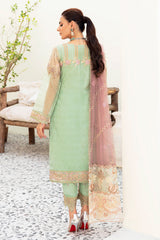3Pc Suit Embroidered Organza Unstitched Minahil By Ramsha