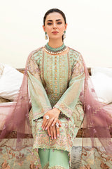 3Pc Suit Embroidered Organza Unstitched Minahil By Ramsha