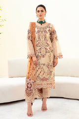 3Pc Suit Embroidered Organza Unstitched Minahil By Ramsha