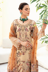 3Pc Suit Embroidered Organza Unstitched Minahil By Ramsha