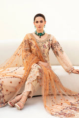 3Pc Suit Embroidered Organza Unstitched Minahil By Ramsha