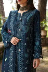 LM-10 TULA | 3Pc Unstitched Suit Winter Embroidered Qlinekari By Qalamkar