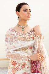 3Pc Suit Embroidered Organza Unstitched Minahil By Ramsha