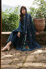 LM-10 TULA | 3Pc Unstitched Suit Winter Embroidered Qlinekari By Qalamkar