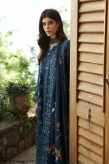 LM-10 TULA | 3Pc Unstitched Suit Winter Embroidered Qlinekari By Qalamkar