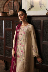 LM-01 FAYE | 3Pc Unstitched Suit Winter Embroidered Qlinekari By Qalamkar