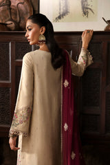 LM-01 FAYE | 3Pc Unstitched Suit Winter Embroidered Qlinekari By Qalamkar