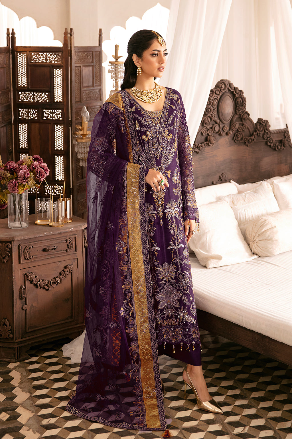 H-303 | 3Pc Unstitched Luxury Wedding Collection By Ramsha