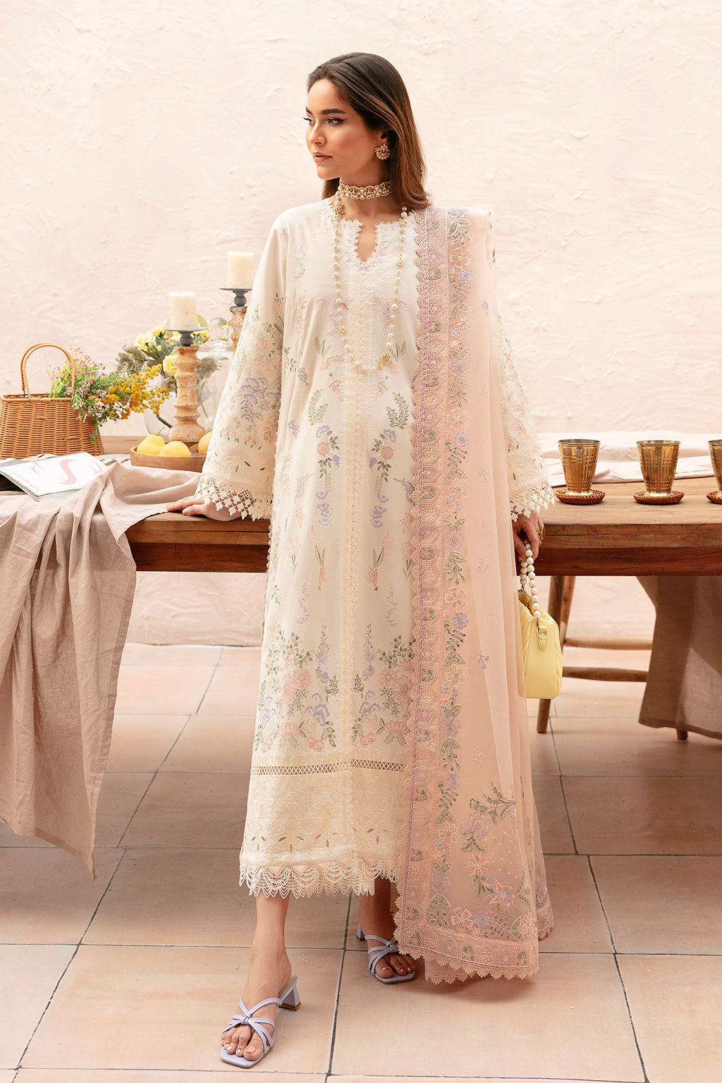 05-Luna | 3Pc Unstitched Luxury Lawn Cascade By Afrozeh