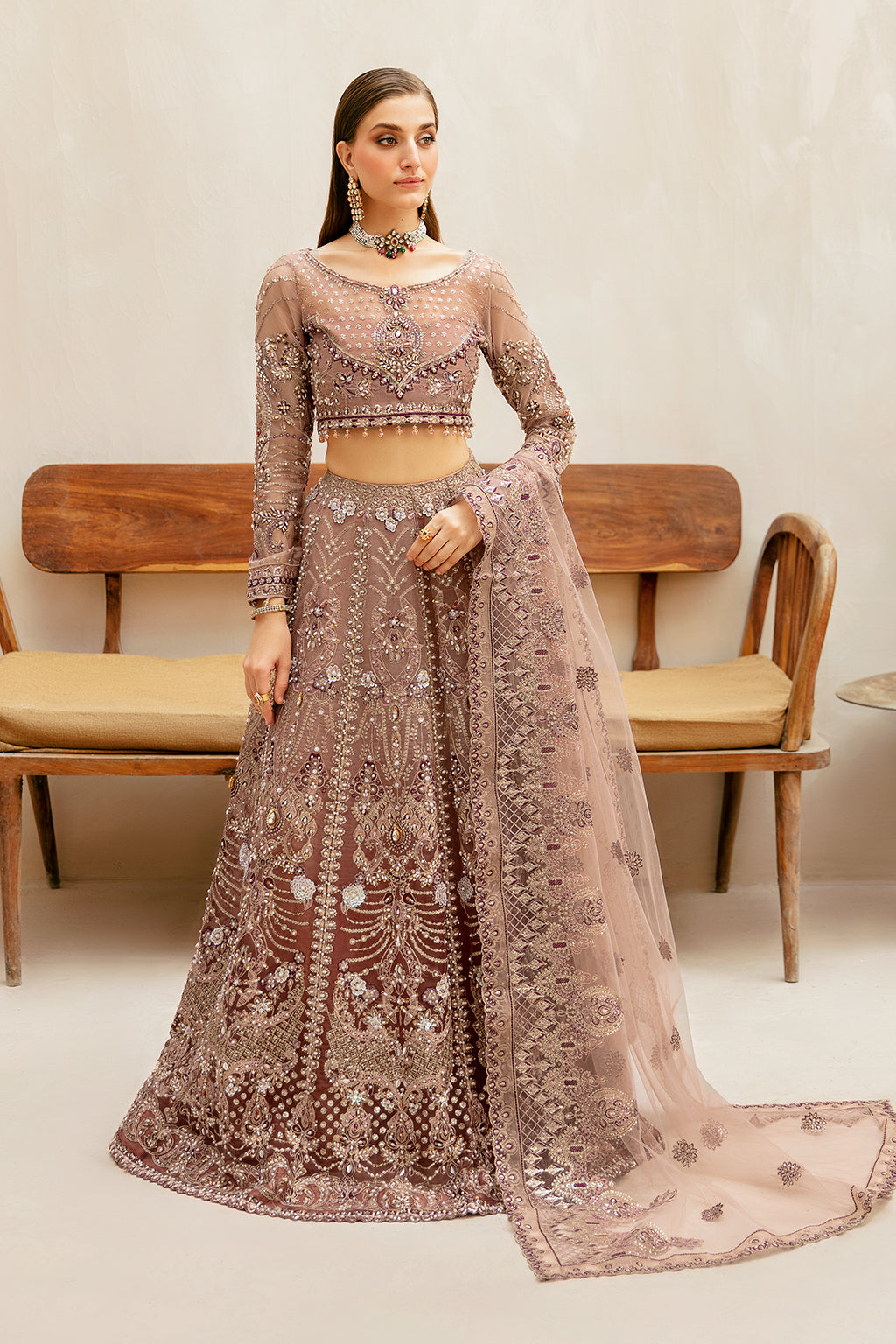 HA-401 | 3Pc Unstitched Suit Wedding Collection Luxury By Ramsha