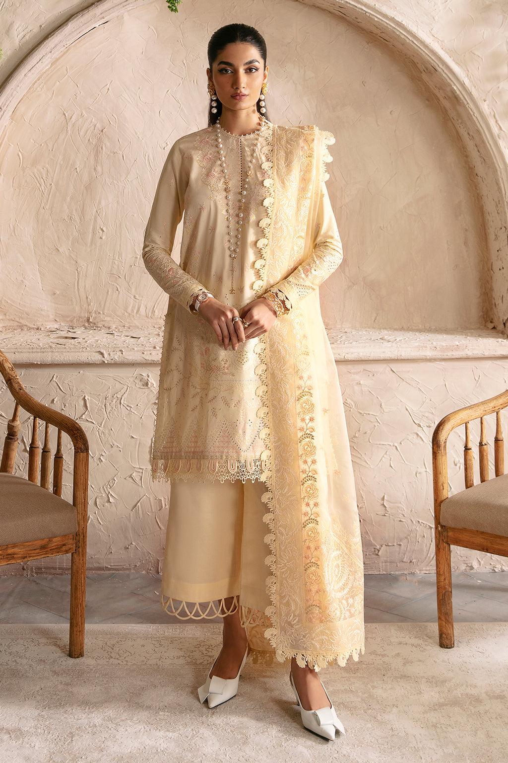 08-Claire | 3Pc Unstitched Luxury Lawn Cascade By Afrozeh