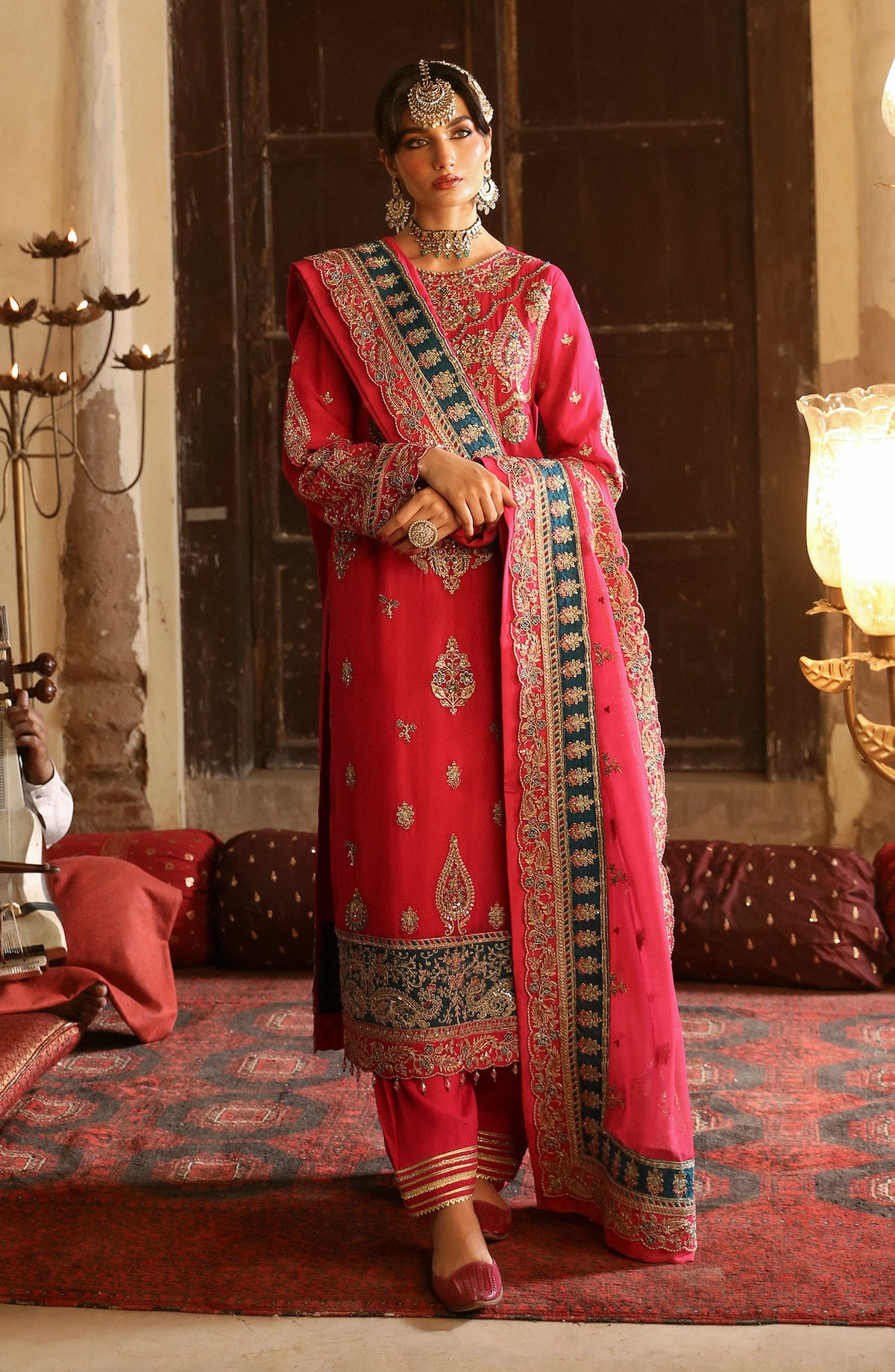 SAANVI | 3Pc Unstitched Suit Festive Chiffon Organza Devdas By Emaan Adeel