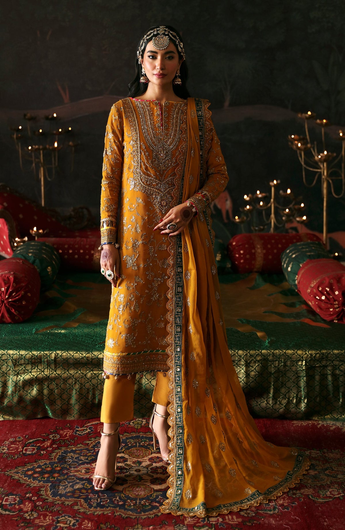 ROSHAN JAHAN | 3Pc Unstitched Suit Festive Chiffon Organza Devdas By Emaan Adeel