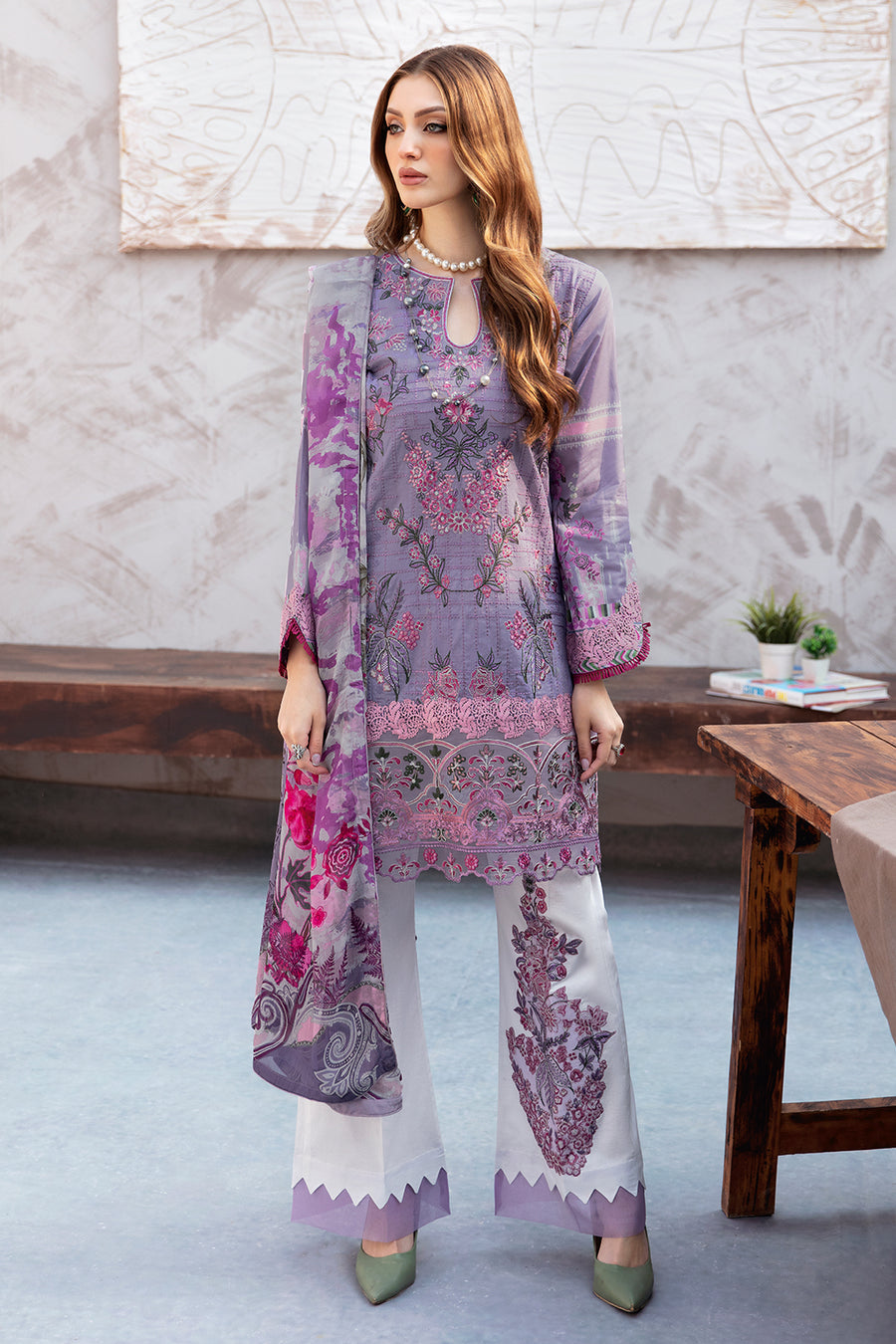 L-906 - 3PC Luxury Lawn Collection Ghazal By Ramsha