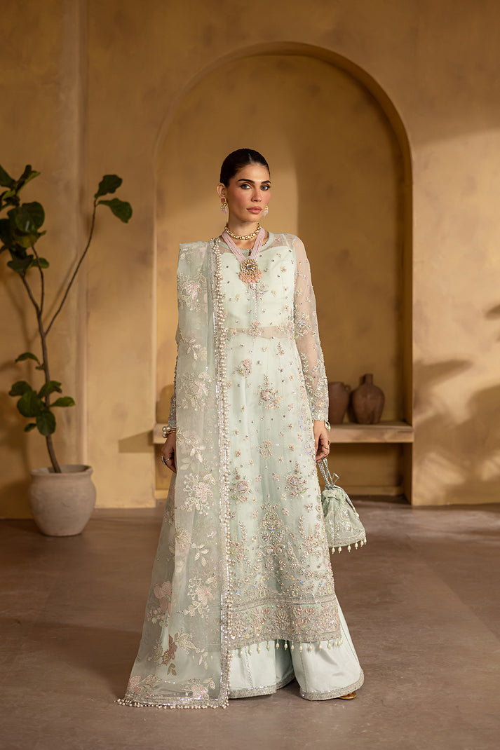 3-PC Unsttiched Organza Embroidered Luxury Formals By Emaan Adeel | CELESTIA