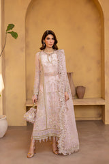 3-PC Unsttiched Organza Embroidered Luxury Formals By Emaan Adeel | VELOURA
