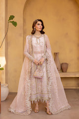 3-PC Unsttiched Organza Embroidered Luxury Formals By Emaan Adeel | VELOURA