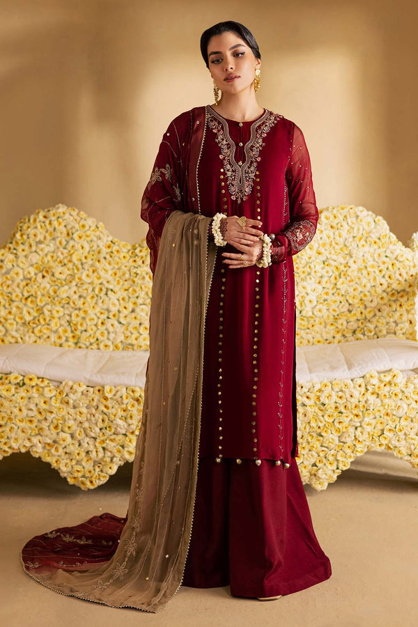 3-PC Unstitched Embroidered Chiffon Mukeshkari By Nureh | MK - 16