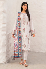 USE- 9126 | 3Pc Unstitched Suit Embroidered Lawn Summer Exclusive By Jazmin