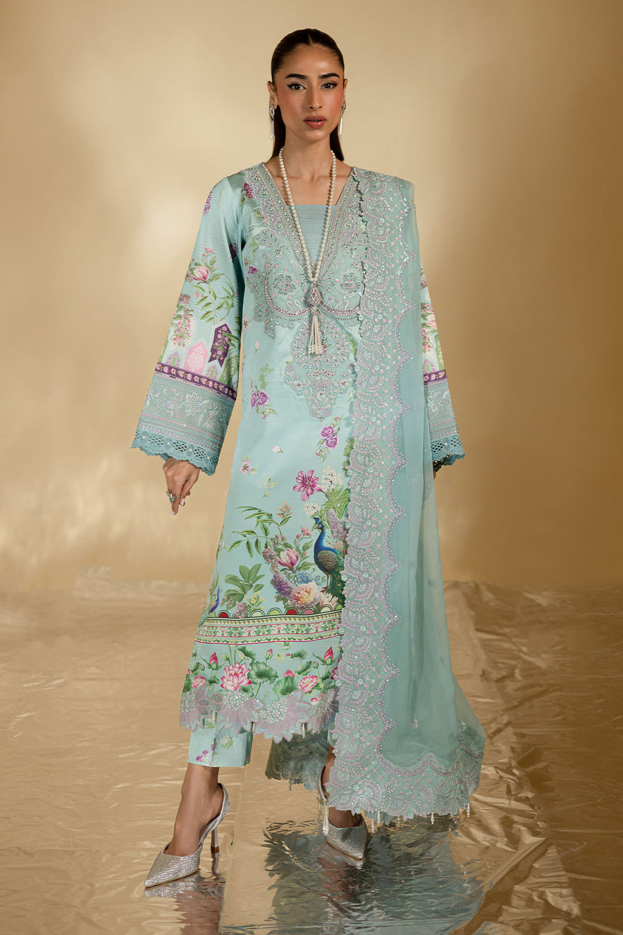 Unstitched 3-PC Embroidered Silk Edit By Nureh S-21