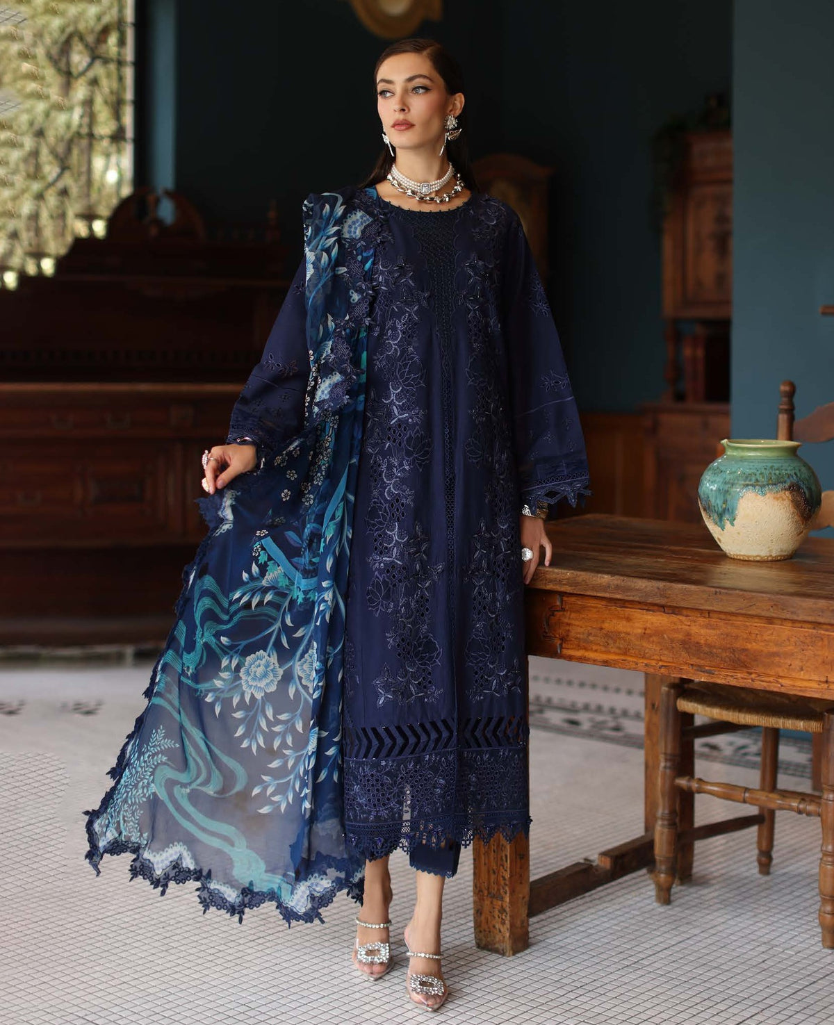 3-PC Unstitched Embroidered Maya Lawn By Nureh | NS-158
