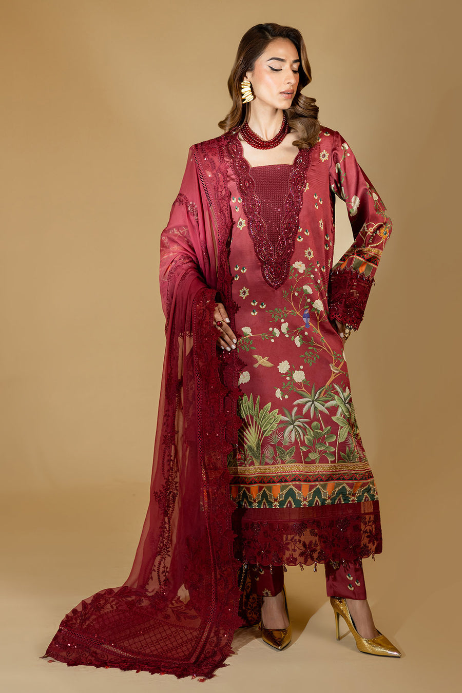 Unstitched 3-PC Embroidered Silk Edit By Nureh S-22