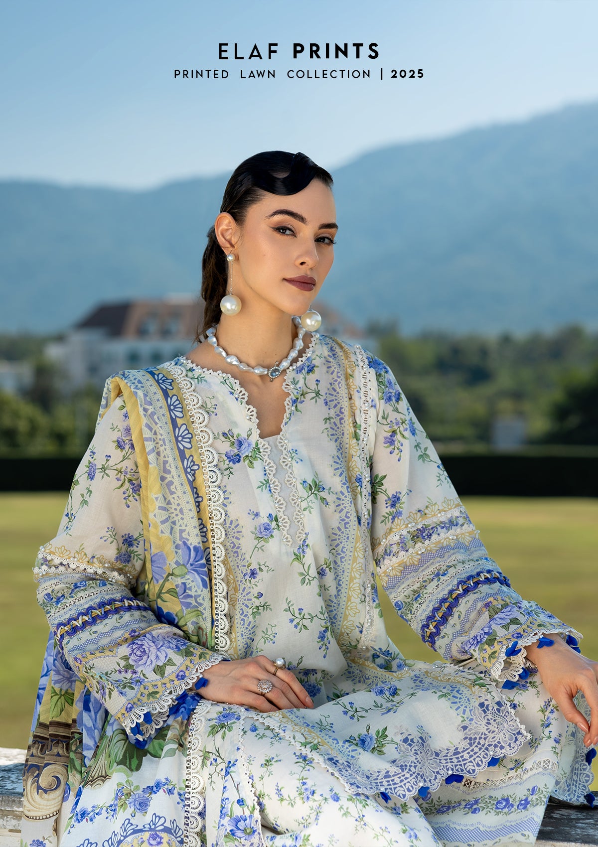 EPE-07B | 3PC Unstitched Suit Digital Printed Lawn Prints By Elaf Premium