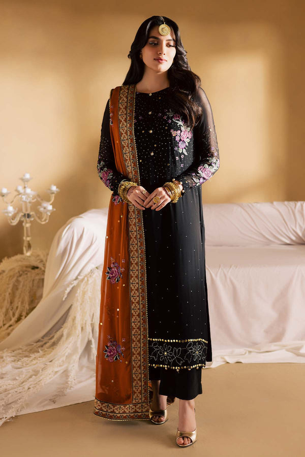 3-PC Unstitched Embroidered Chiffon Mukeshkari By Nureh | MK - 18