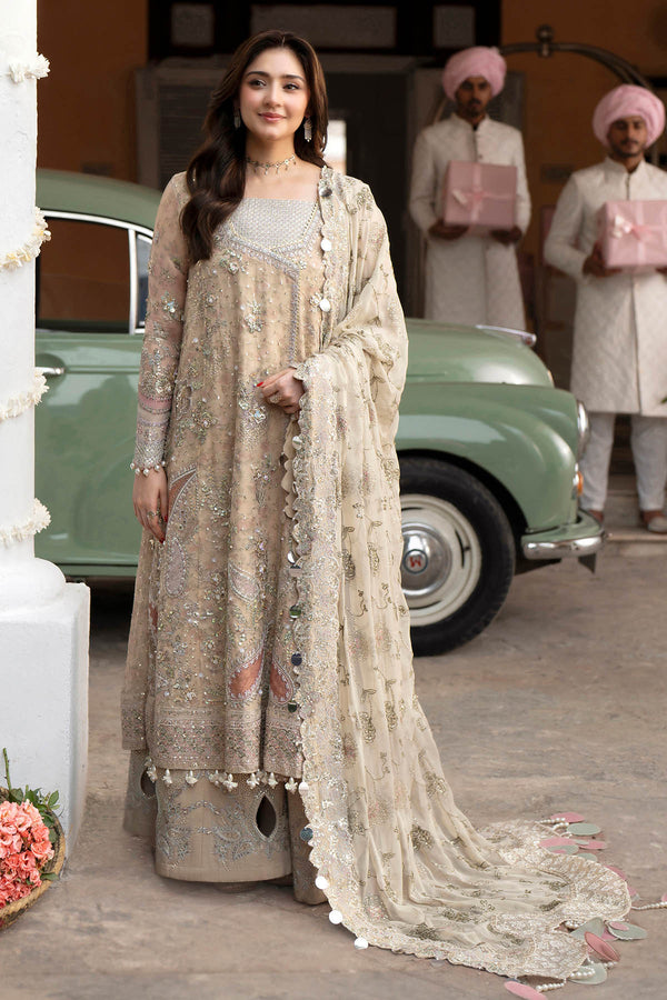 3Pc Suit – Embroidered Printed Chiffon Unstitched with Applique Work Izel By Nureh