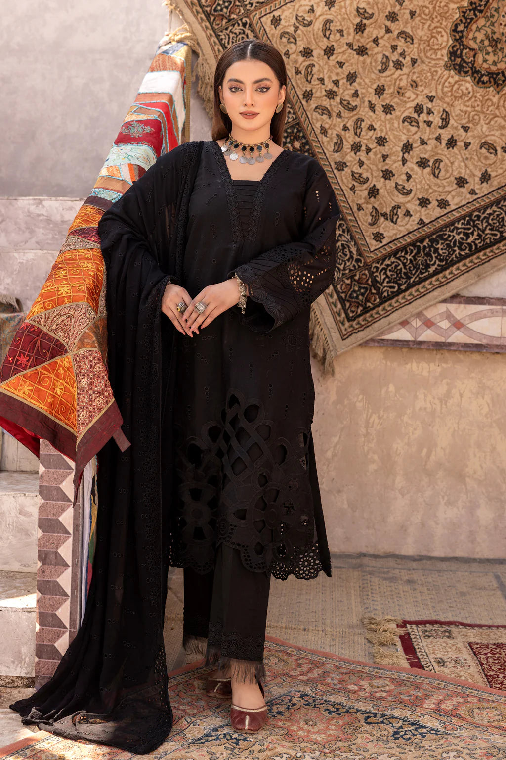 SF-221 | 4PC Unstitched Suit Chikenkari Lawn Shafaq By Johra