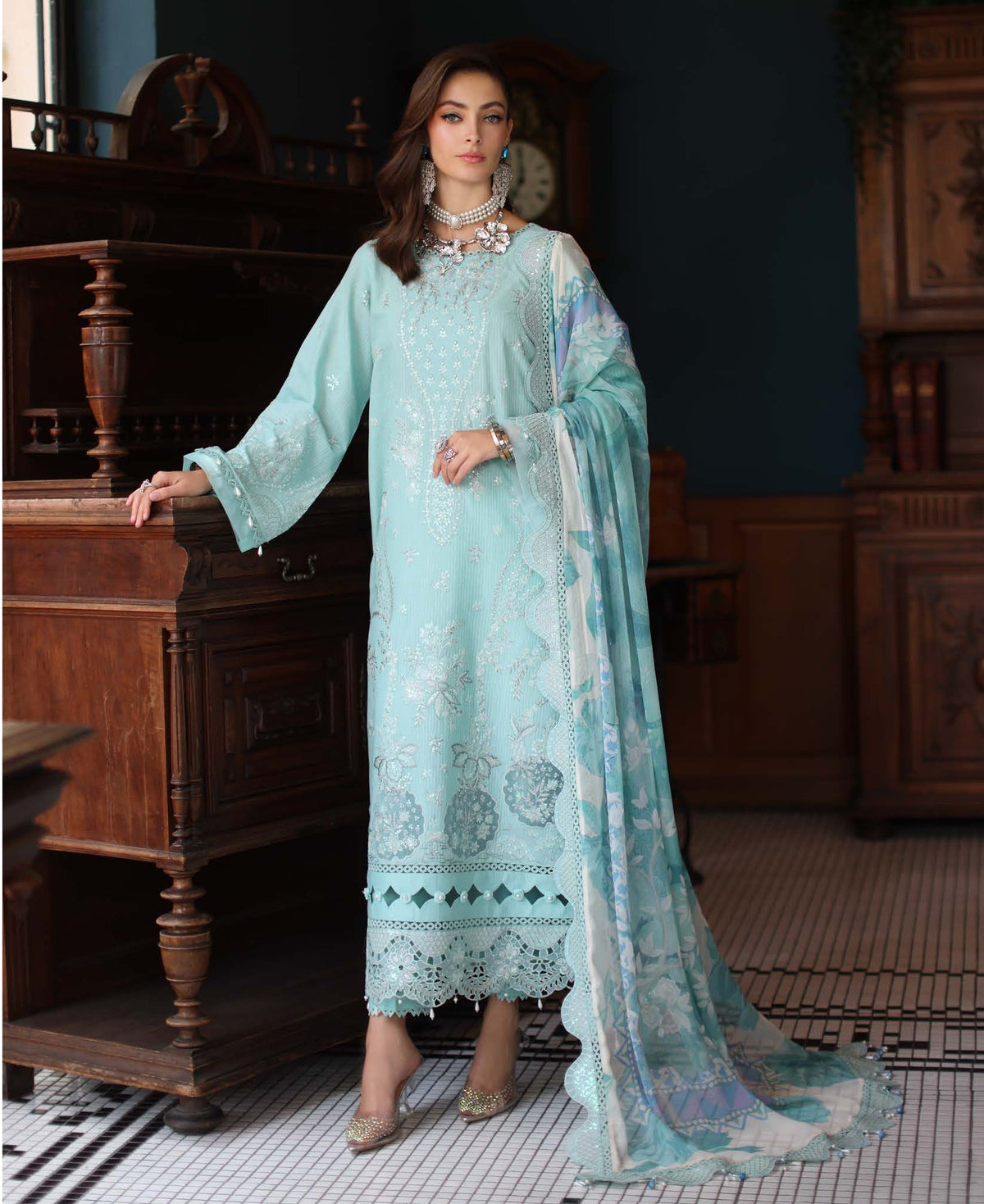 3-PC Unstitched Embroidered Maya Lawn By Nureh | NS-156