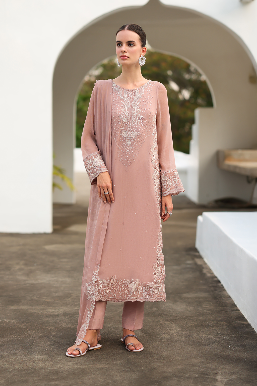 3-PC Unstitched Embroidered Net Chinon Chiffon By Iznik | CC-69