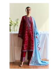 3-PC Unstitched Embroidered Lawn Coco By Zara Shahjahan | OPAL-D1