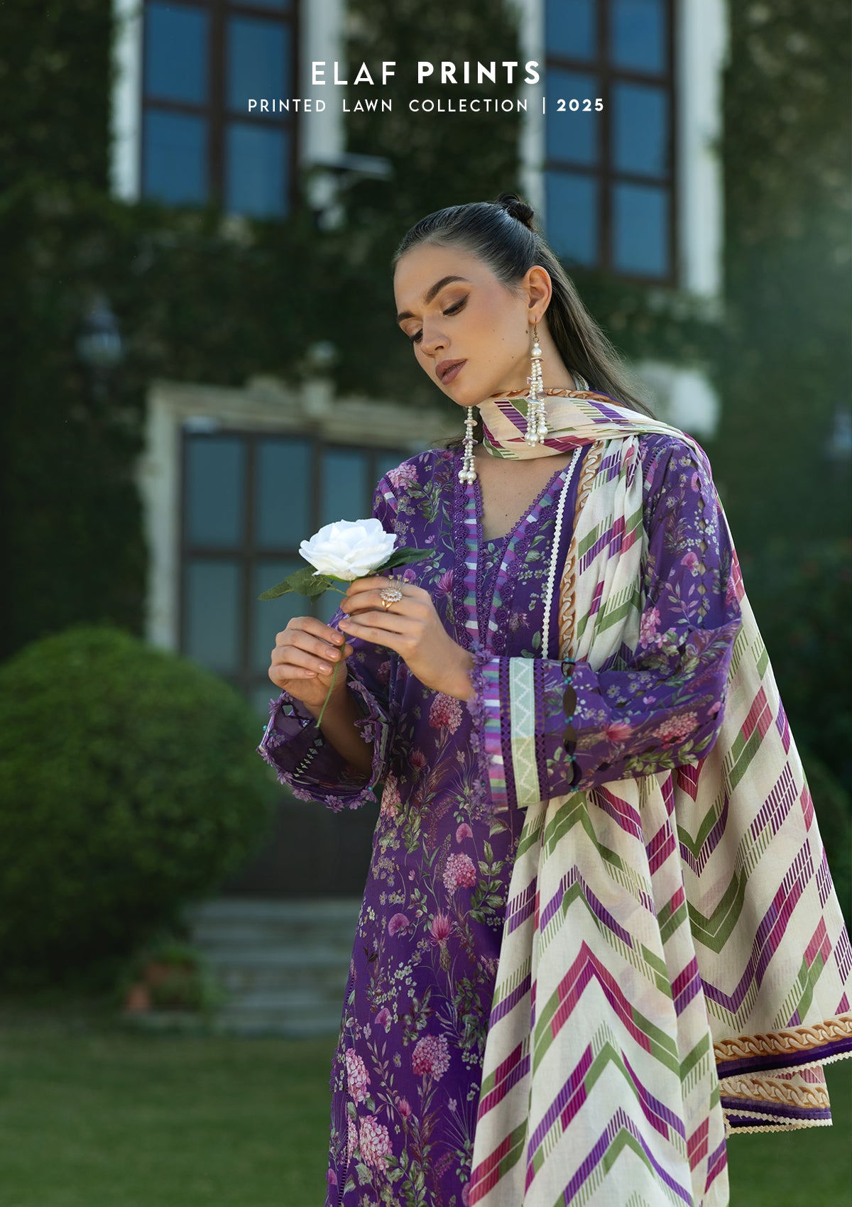 EPE-04A | 3PC Unstitched Suit Digital Printed Lawn Prints By Elaf Premium