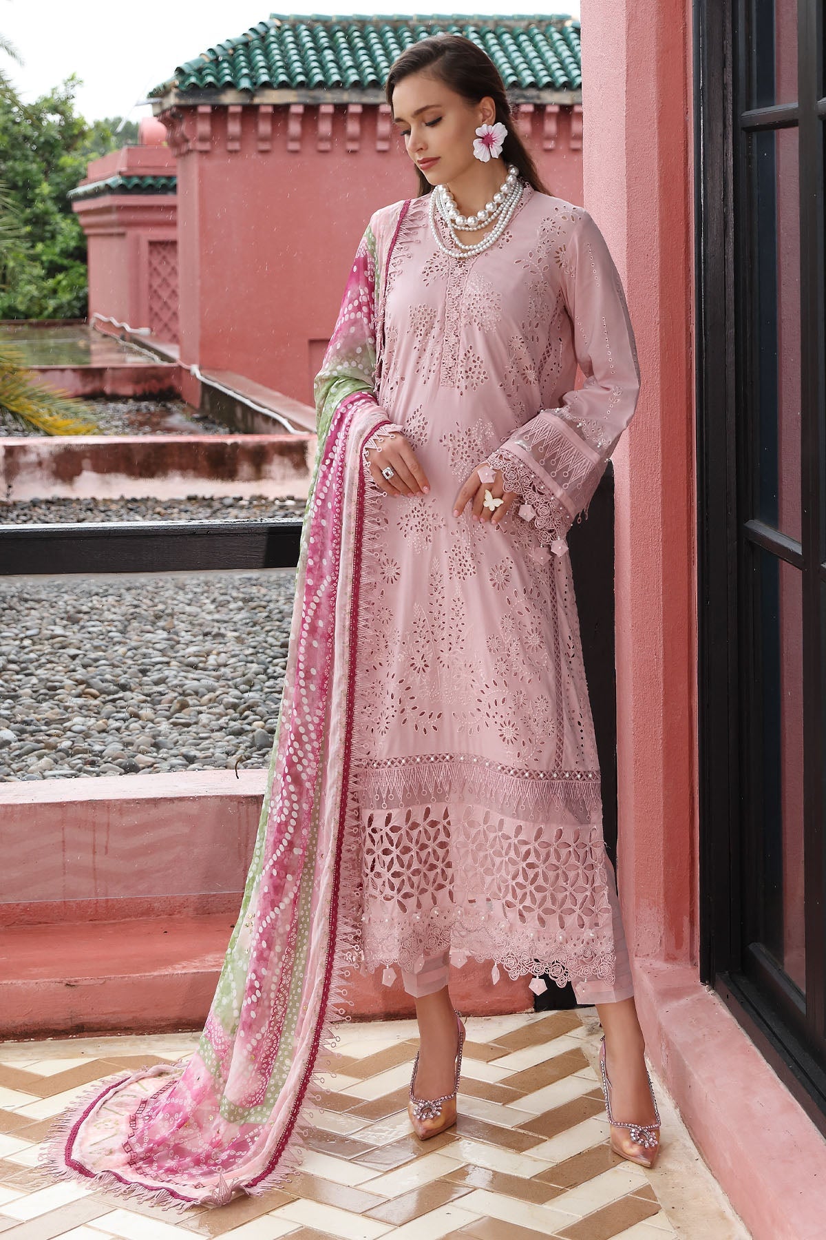 NE-106 | 3Pc Unstitched Suit Schillfli Lawn Collection Bazar By Nureh