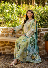 ELK-07A ALLURE | 3Pc Unstitched Suit Lawn Collection Prints Chikankari By Elaf Premium