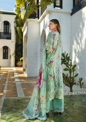 ETS-03A TURQUOISE | 3PC Unstitched Suit Embroidered Lawn Signature By Elaf Premium