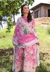 ECK-03B PINK MUSE | 3PC Unstitched Lawn Print Chikankari By Elaf Premium