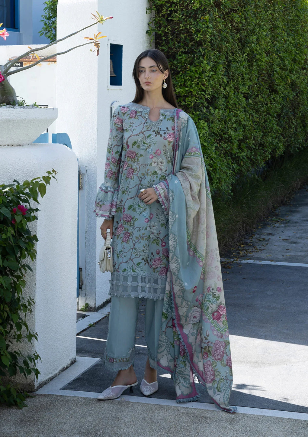3-PC Unstitched Digital Printed Lawn Santorini By Elaf Premium | EPN-8A