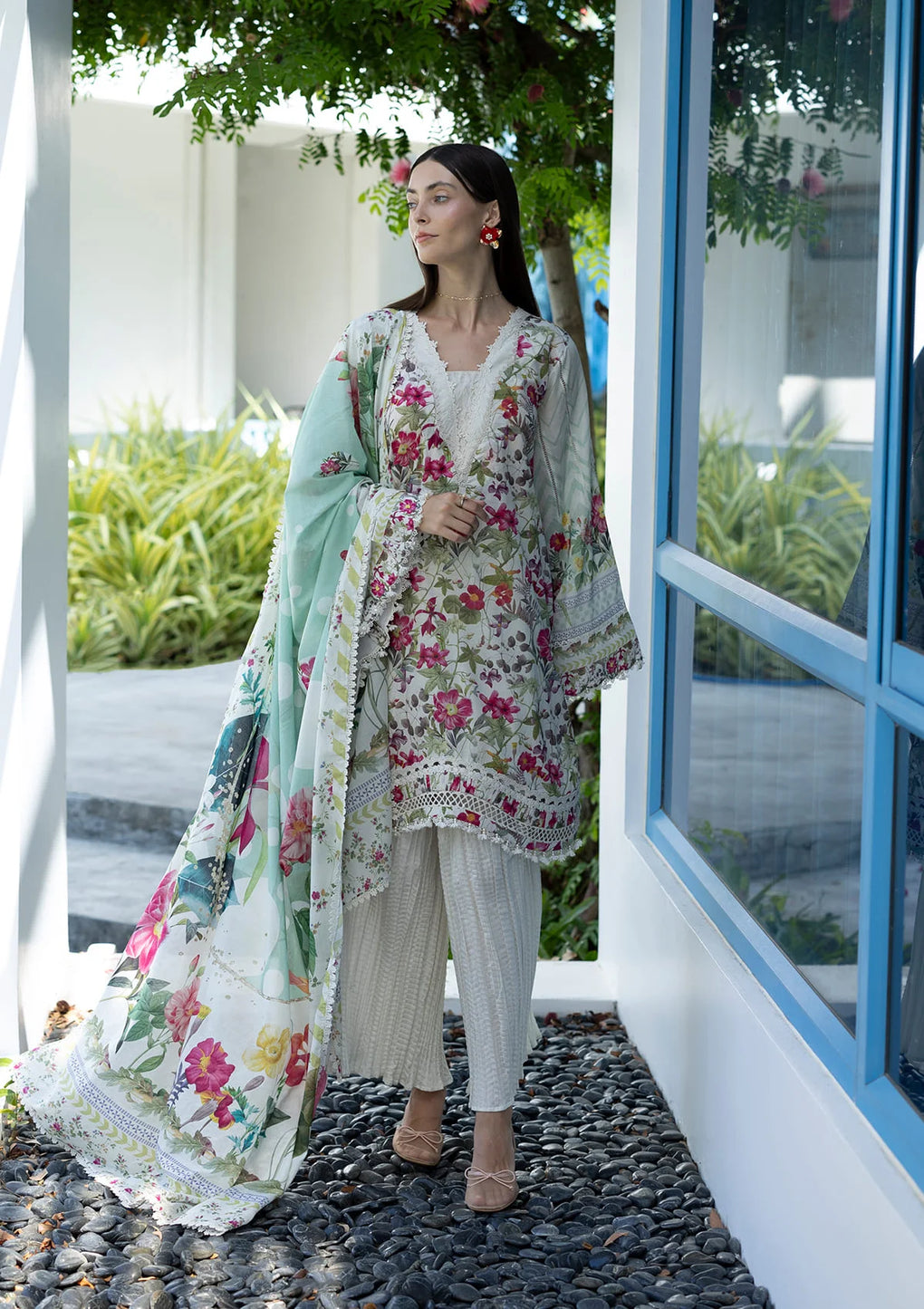 3-PC Unstitched Digital Printed Lawn Santorini By Elaf Premium | EPN-9B