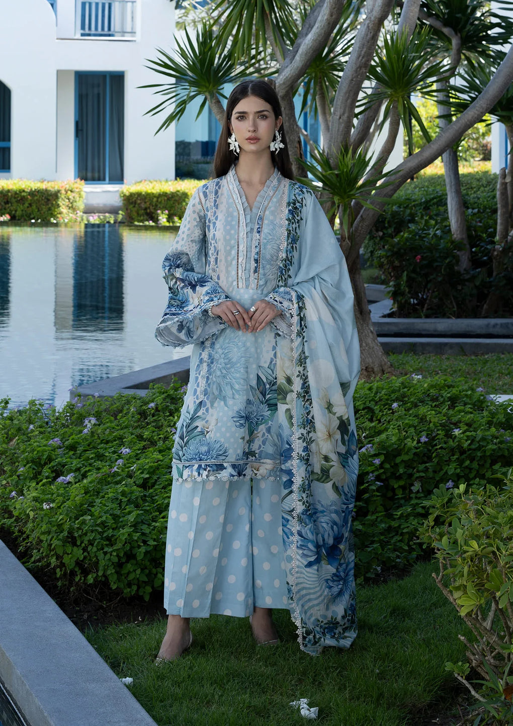 3-PC Unstitched Digital Printed Lawn Santorini By Elaf Premium | EPN-1A