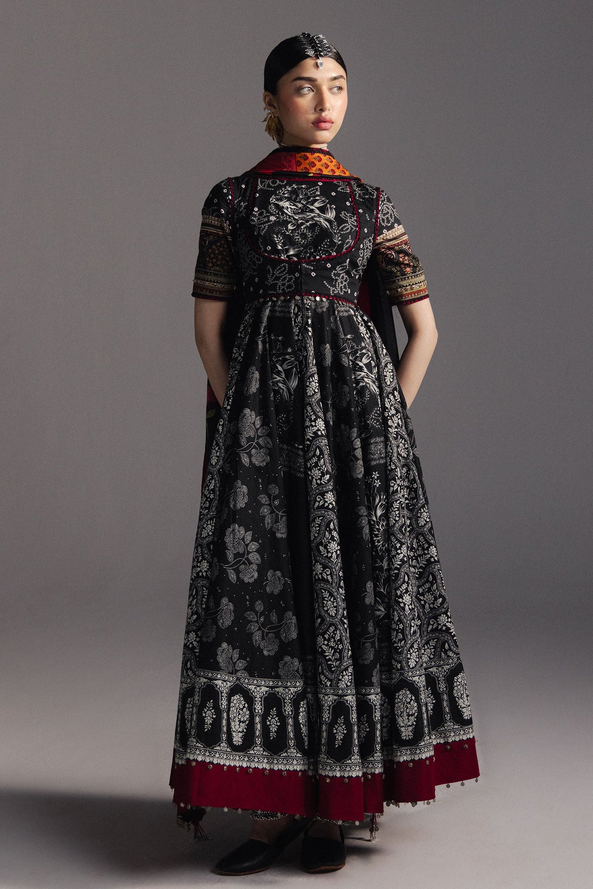 3-PC Unstitched Digital Printed Lawn Anarkali By Zara Shahjahan | Surkh Bahar