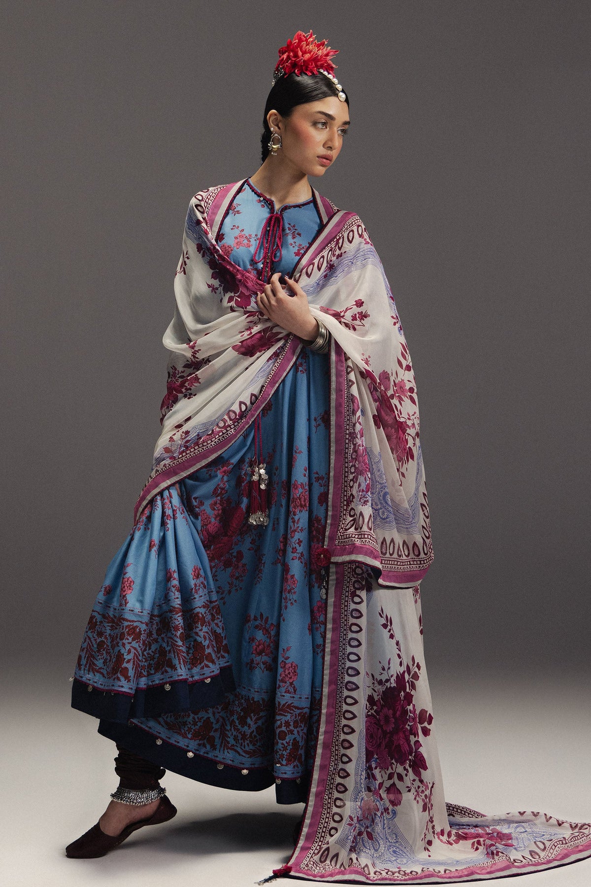 3-PC Unstitched Digital Printed Lawn Anarkali By Zara Shahjahan | Falak Ara