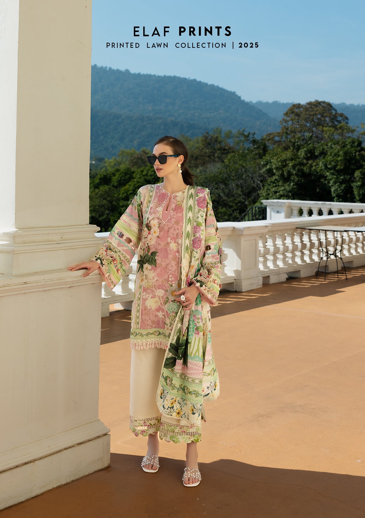 EPE-01A | 3PC Unstitched Suit Digital Printed Lawn Prints By Elaf Premium